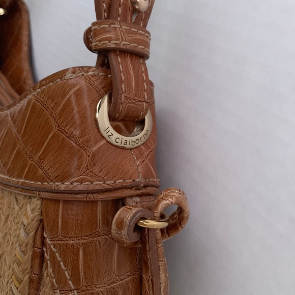 Liz Claiborne Straw Purse Shoulder Bag Beige Tan - Picture 4 of 8